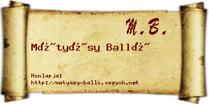 Mátyásy Balló névjegykártya